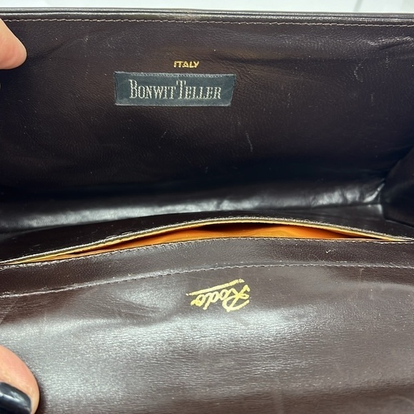Rodo for Bonwit Teller Brown Smooth Italian Leather Clutch Shoulder Bag - Picture 15 of 15